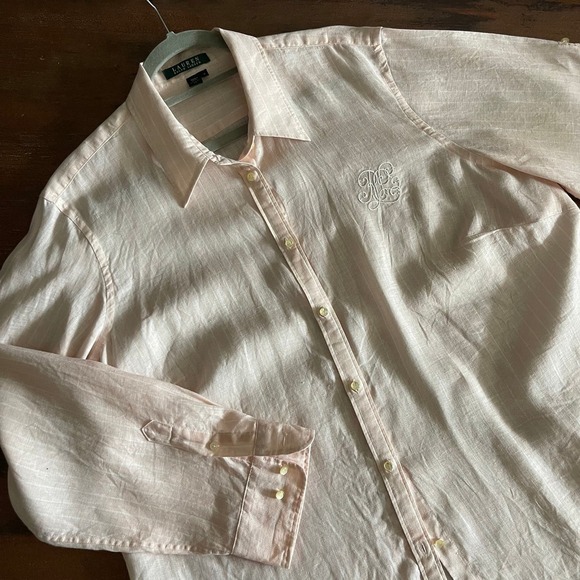 Ralph Lauren Logo Embroidery Women's Linen Shirt Size 1X - Picture 3 of 7